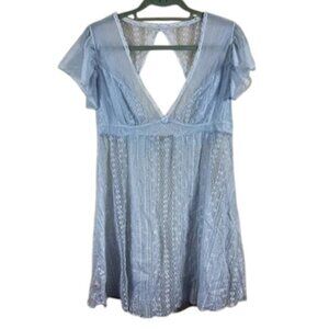 La Vie En Rose light blue lace slip nightie lingerie dress size L